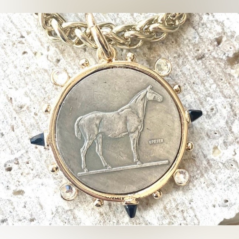 VB&Co Horse Equestrian Coin Medallion Necklace